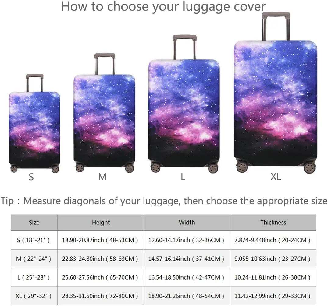 TRAVELKIN Travel Elastic Spandex Suitcase Protector Case, 18/24/28/32 Inch Suitcase Protective Cover, Thickened and Washable Luggage Cover (XL(29"-32" luggage), Nebula)