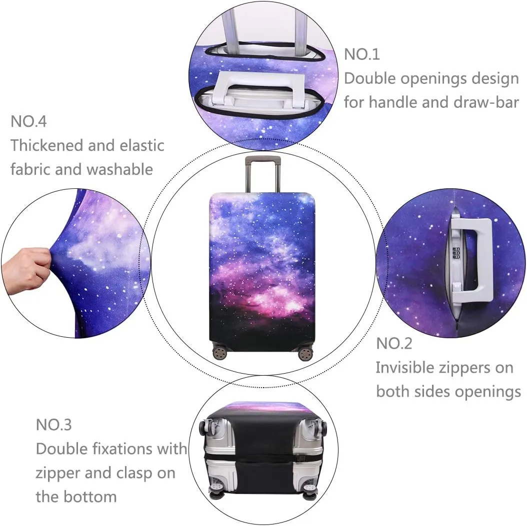 TRAVELKIN Travel Elastic Spandex Suitcase Protector Case, 18/24/28/32 Inch Suitcase Protective Cover, Thickened and Washable Luggage Cover (XL(29"-32" luggage), Nebula)