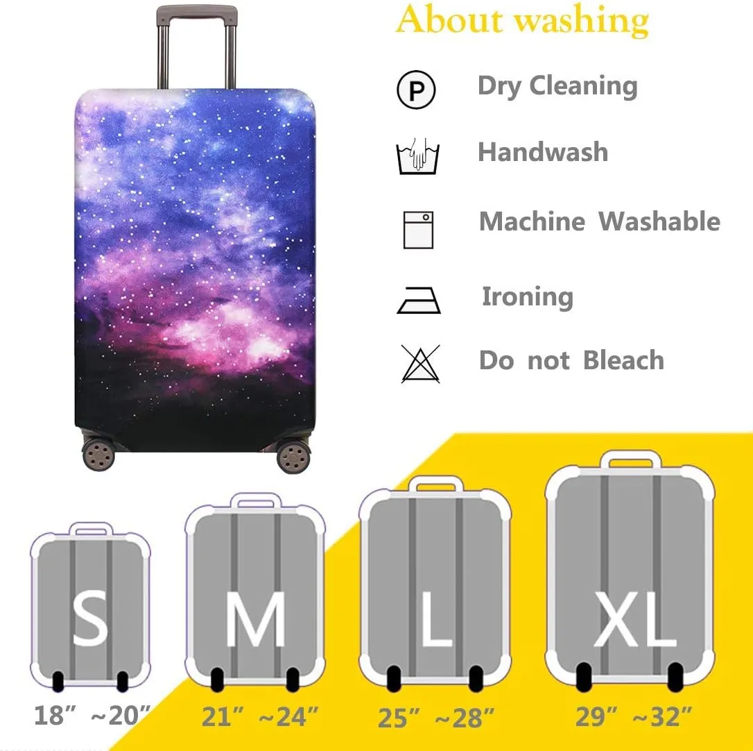 TRAVELKIN Travel Elastic Spandex Suitcase Protector Case, 18/24/28/32 Inch Suitcase Protective Cover, Thickened and Washable Luggage Cover (XL(29"-32" luggage), Nebula)