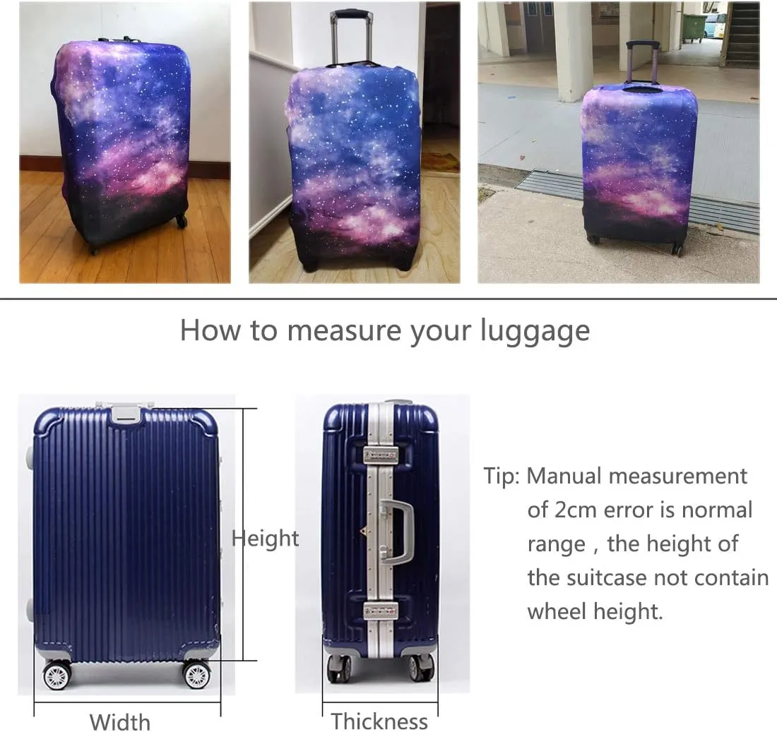 TRAVELKIN Travel Elastic Spandex Suitcase Protector Case, 18/24/28/32 Inch Suitcase Protective Cover, Thickened and Washable Luggage Cover (XL(29"-32" luggage), Nebula)