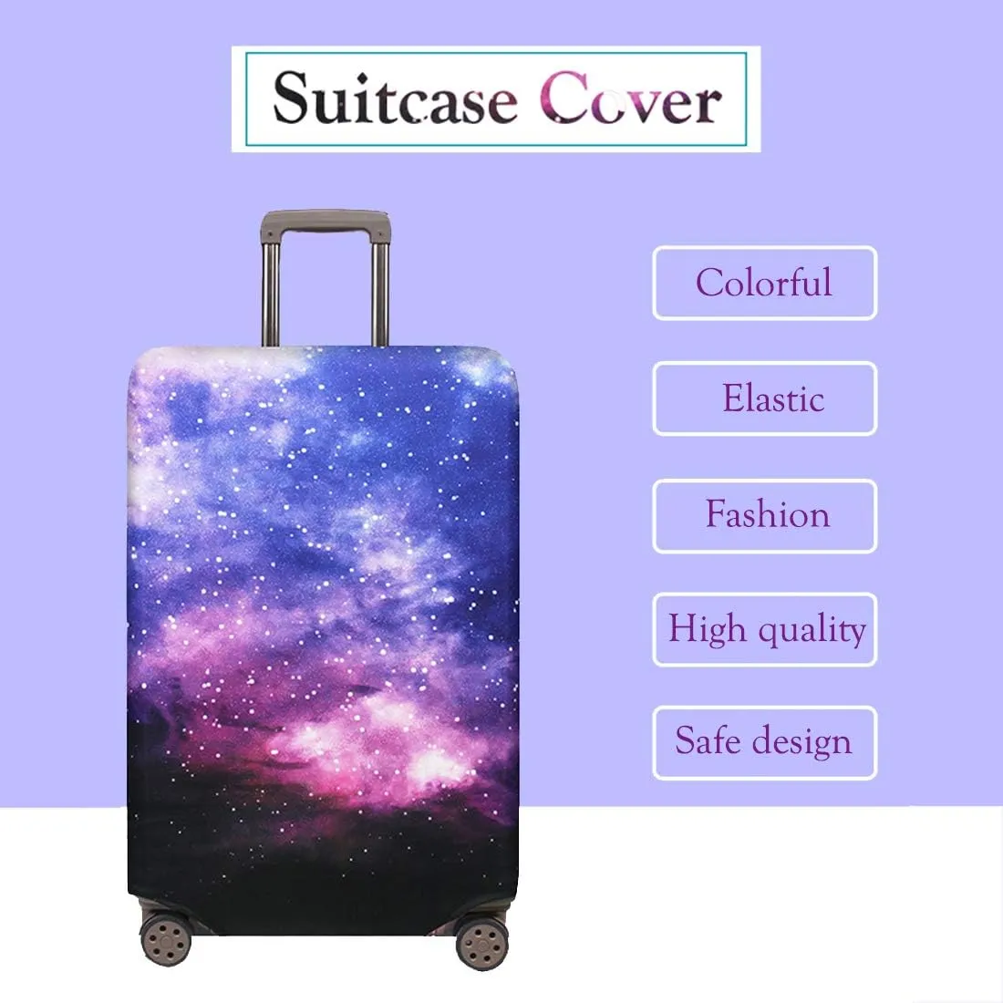 TRAVELKIN Travel Elastic Spandex Suitcase Protector Case, 18/24/28/32 Inch Suitcase Protective Cover, Thickened and Washable Luggage Cover (XL(29"-32" luggage), Nebula)