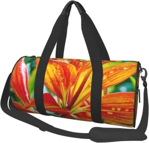 Tropical Flowers Print Round Large Capacity Travel Luggage Bags,Men's and Women's Hand-Held Travel Clothing Bags