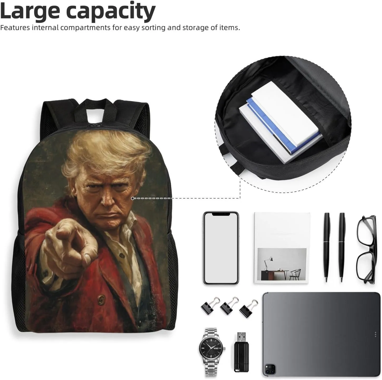 Trump is pointing at you Backpack Waterproof Anti Theft Durable Light Laptop Bag Backpacks For Women Men Travel Gym Backpack