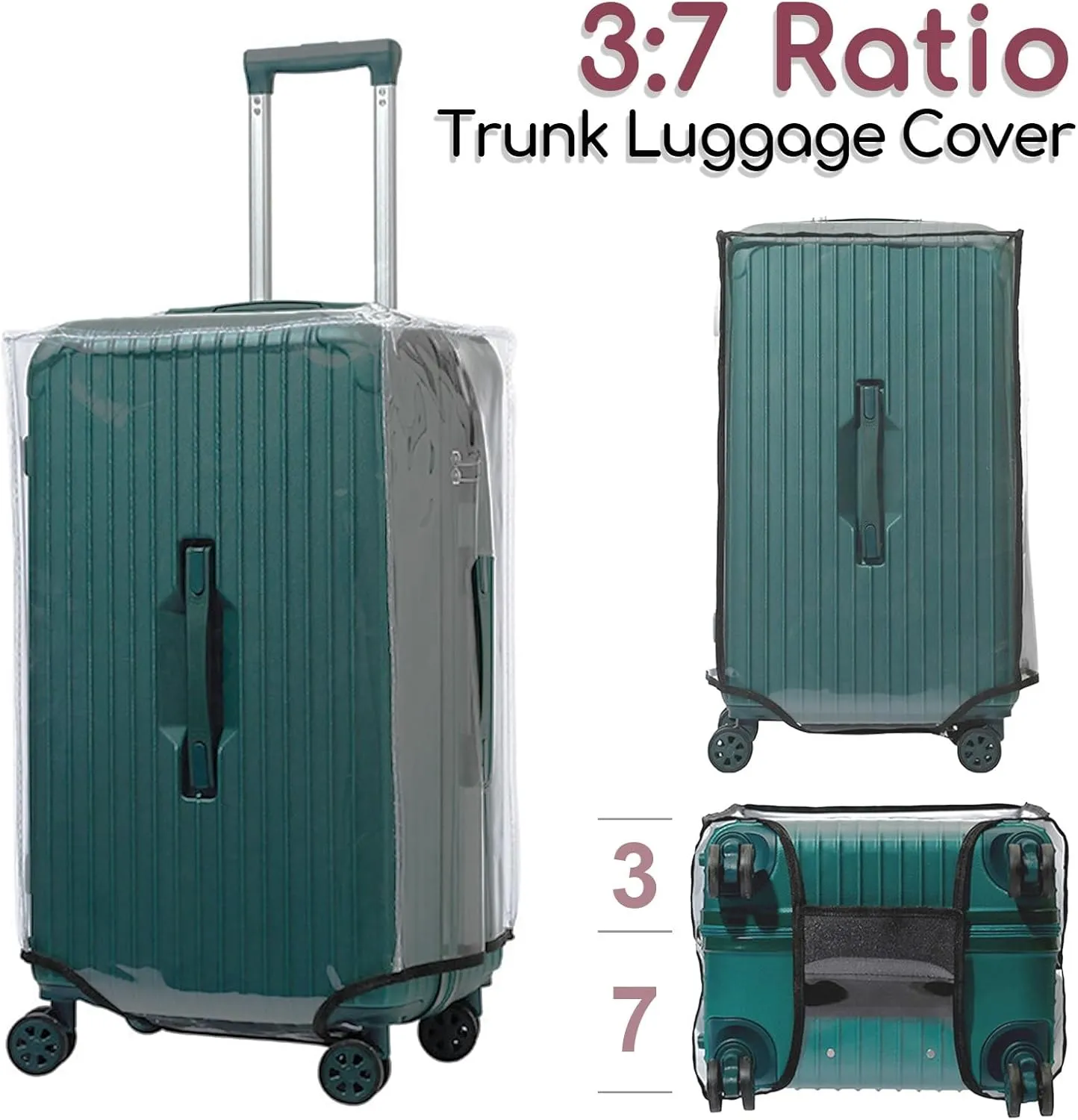 Trunk Luggage Cover, Transparent PVC Suitacse Cover, Travel Waterproof Clear Luggage Protector Suitcase Cover (Transparent, 30 inch (3:7 Ratio))
