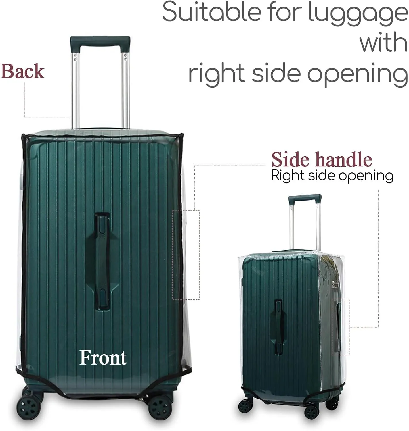 Trunk Luggage Cover, Transparent PVC Suitacse Cover, Travel Waterproof Clear Luggage Protector Suitcase Cover (Transparent, 30 inch (3:7 Ratio))