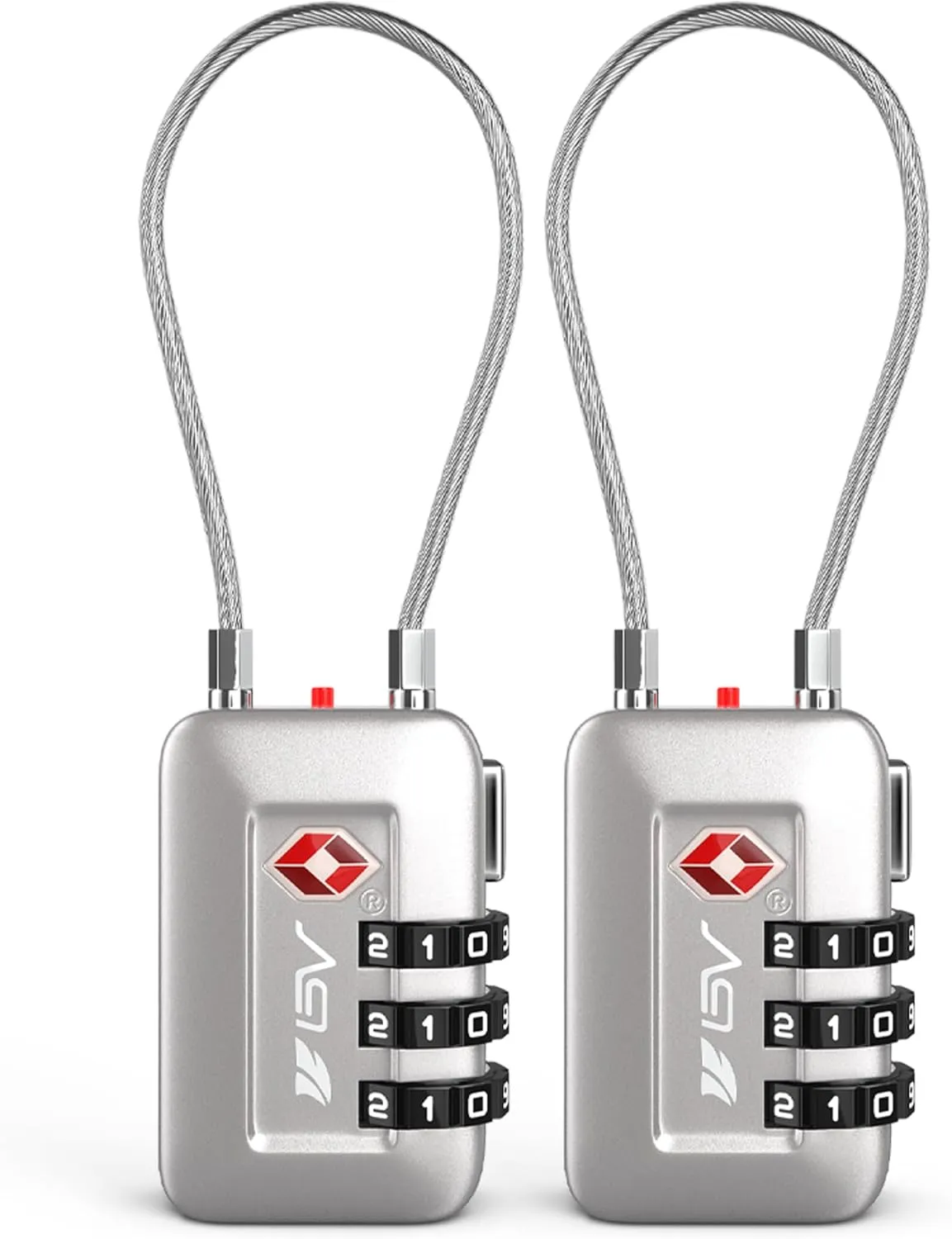 TSA Accepted Luggage Travel Lock, Set-Your-Own Combination Lock for School Gym Locker, Luggage Suitcase Baggage Locks, Filing Cabinets, Toolbox, Case (Silver, 2 Pack)
