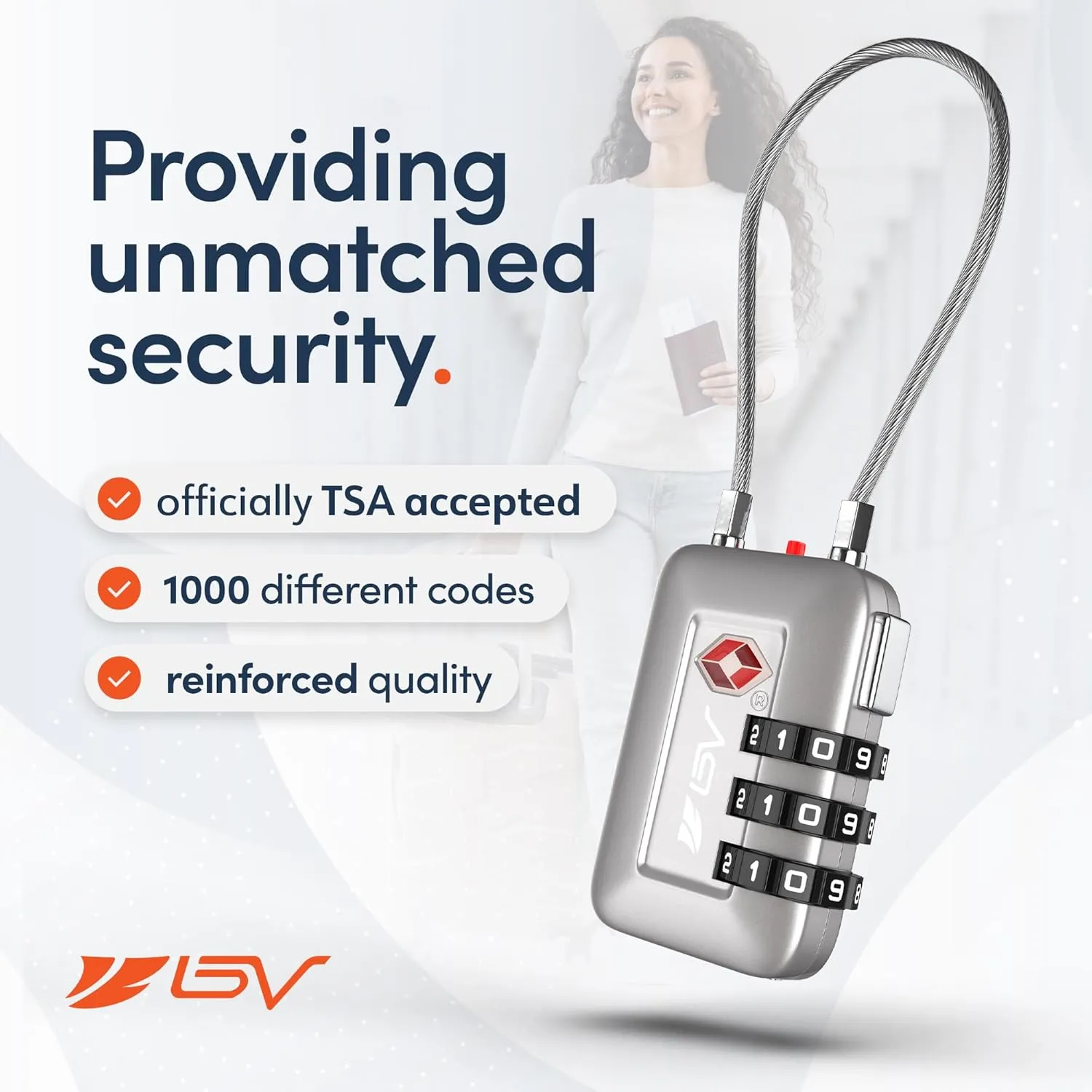 TSA Accepted Luggage Travel Lock, Set-Your-Own Combination Lock for School Gym Locker, Luggage Suitcase Baggage Locks, Filing Cabinets, Toolbox, Case (Silver, 2 Pack)