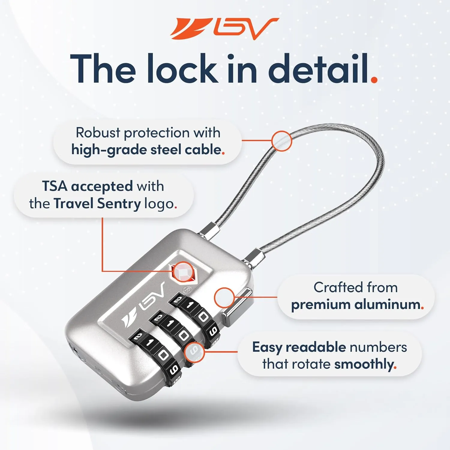 TSA Accepted Luggage Travel Lock, Set-Your-Own Combination Lock for School Gym Locker, Luggage Suitcase Baggage Locks, Filing Cabinets, Toolbox, Case (Silver, 2 Pack)