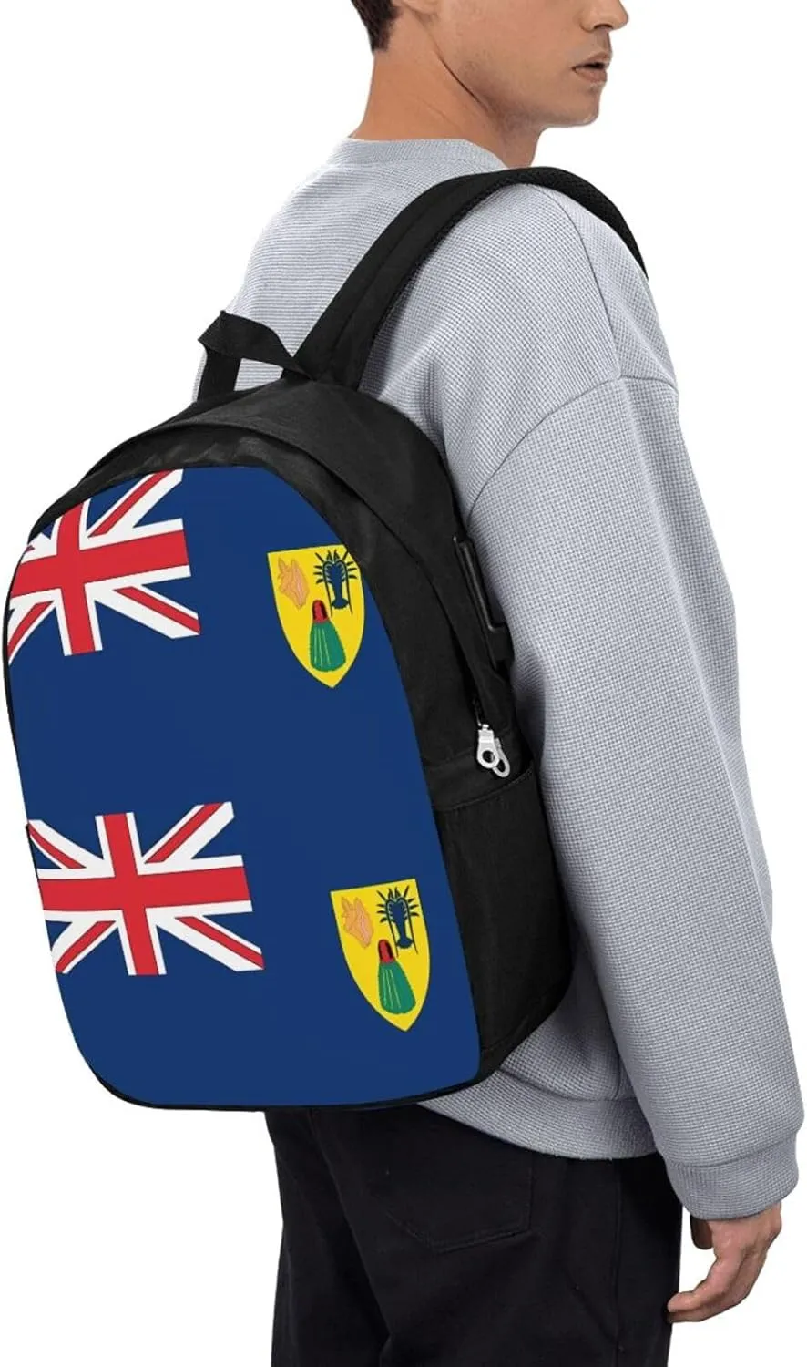 Turks Caicos Islands Flags Laptop Backpacks Travel Backpack Casual Business Daypack Sport Rucksack Computer Bag Fits up to 17 Inch Notebook with USB Port