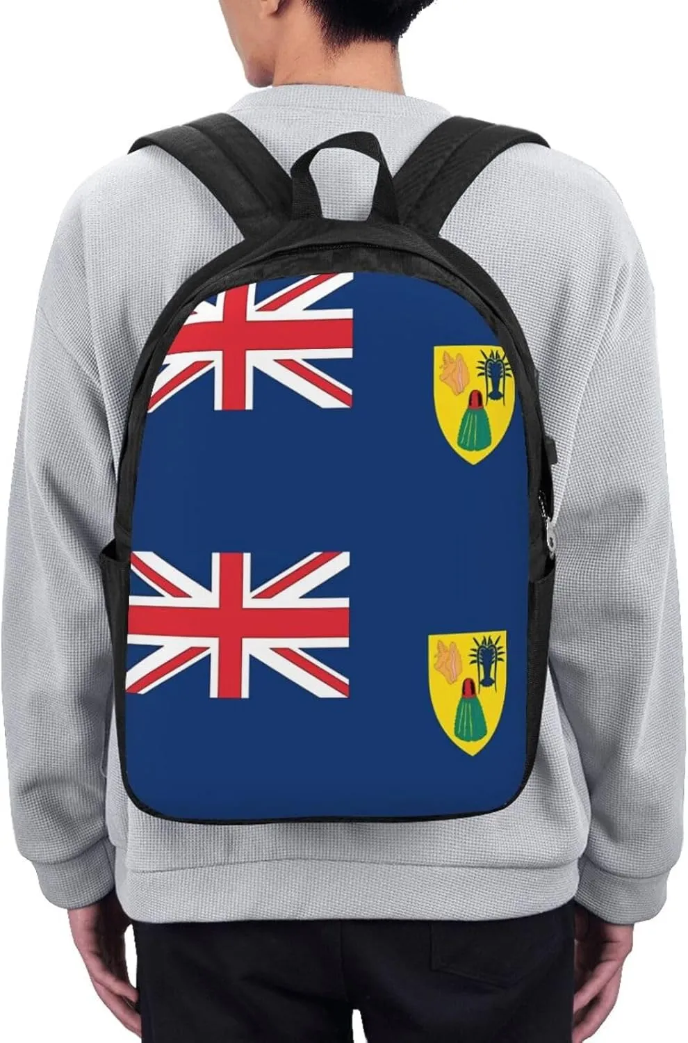 Turks Caicos Islands Flags Laptop Backpacks Travel Backpack Casual Business Daypack Sport Rucksack Computer Bag Fits up to 17 Inch Notebook with USB Port