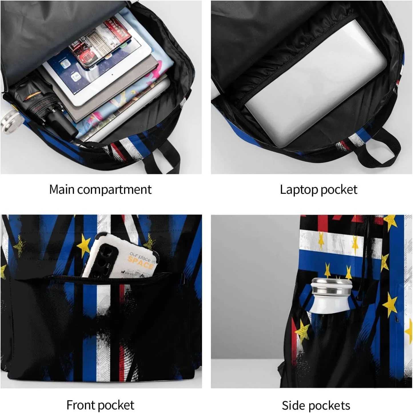 UK British Cape Verde Flag Large Travel Backpack Casual Backpacks Laptop Daypack Working Rucksack Lightweight Back Pack Sports Bag with Adjustable Shoulder Strap
