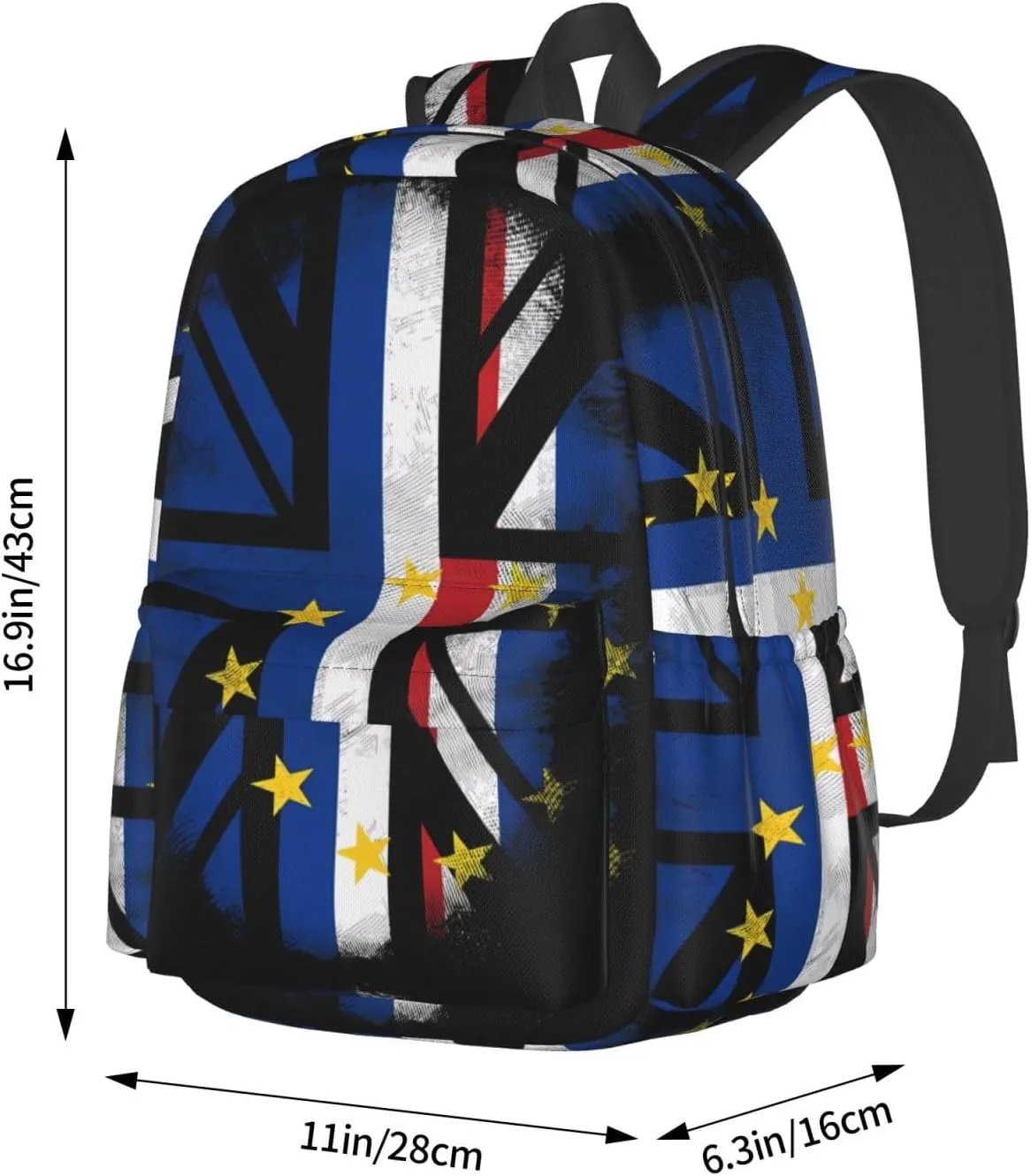 UK British Cape Verde Flag Large Travel Backpack Casual Backpacks Laptop Daypack Working Rucksack Lightweight Back Pack Sports Bag with Adjustable Shoulder Strap