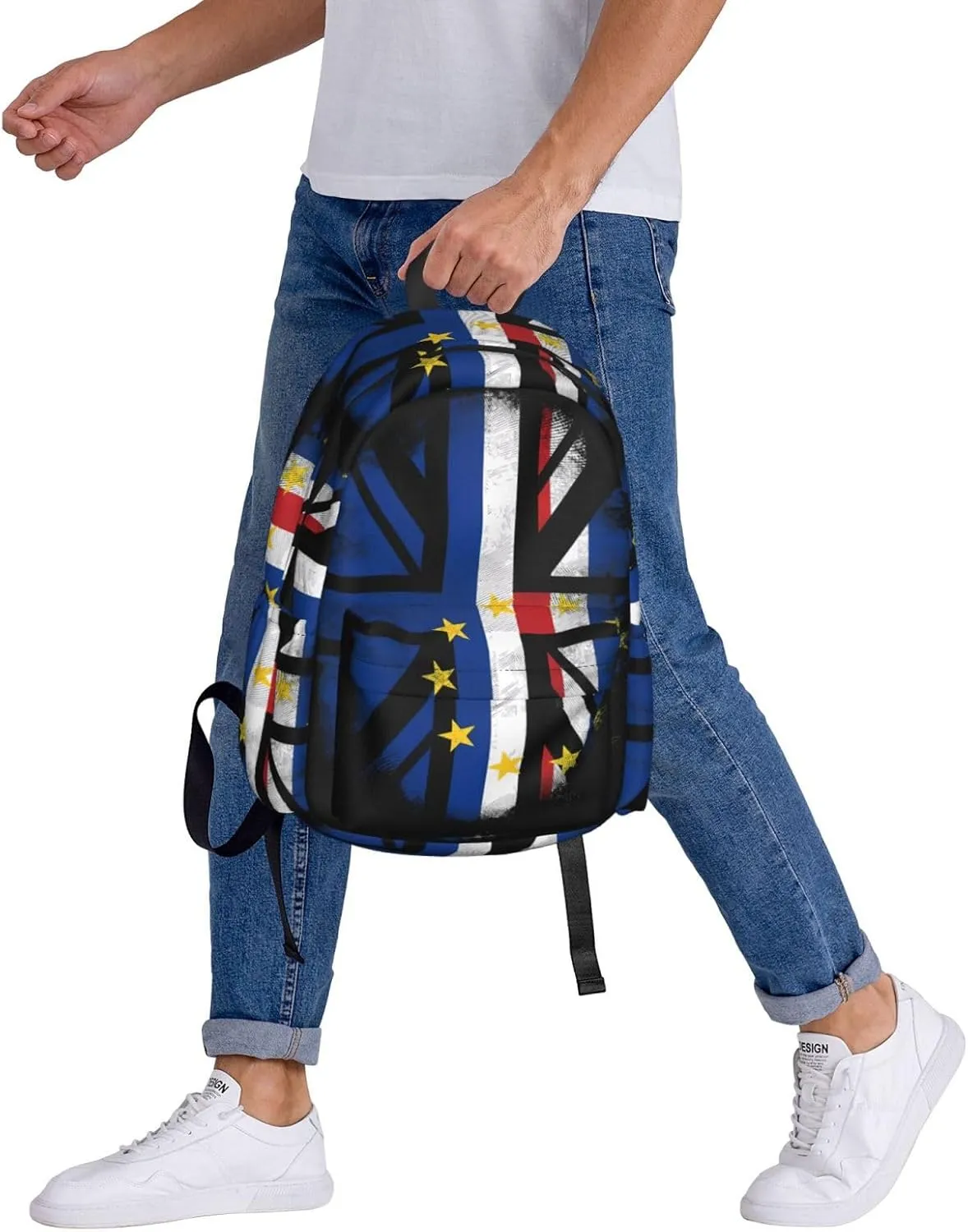 UK British Cape Verde Flag Large Travel Backpack Casual Backpacks Laptop Daypack Working Rucksack Lightweight Back Pack Sports Bag with Adjustable Shoulder Strap