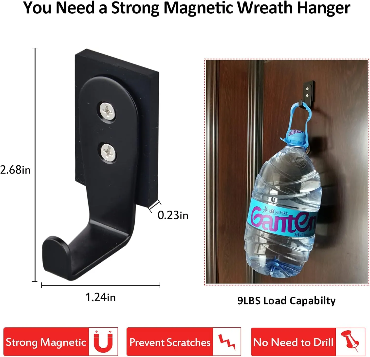 ULIBERMAGNET 4 Pack Magnetic Hooks,Strong Magnetic Coat Hooks,Heavy Duty Neodyium Hook Magnet for Towel Coat Umbrella Indoor Hanging,Garland Hook for Metal Front Door Christmas Outdoor Decoration