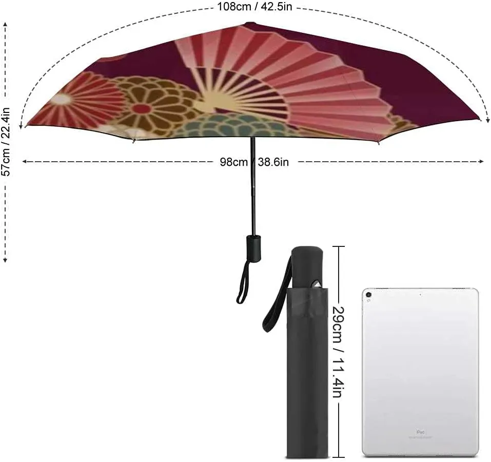 Umbrella Windproof Travel Umbrella Geometric Shapes Linear Compact Rain Umbrellas Golf Umbrella Folding Parasol Automatic Open Close for Men Women