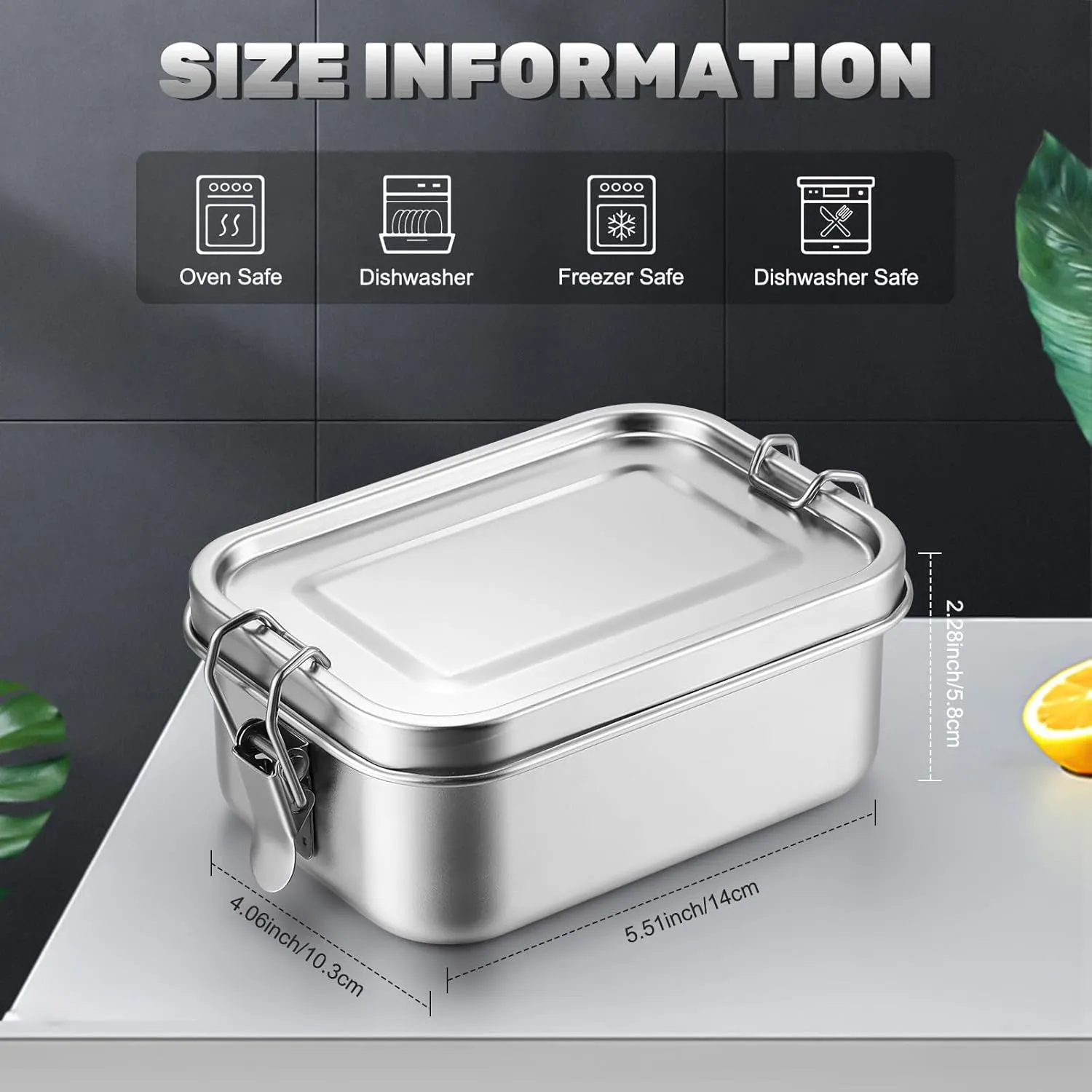 Umigy 4 Pcs Stainless Steel Food Containers Metal Bento Lunch Box Stainless Steel Food Storage Containers, Lockable Clips to Leak Proof, Reusable Dishwasher Snack Boxes for Work, Picnic (550ml)