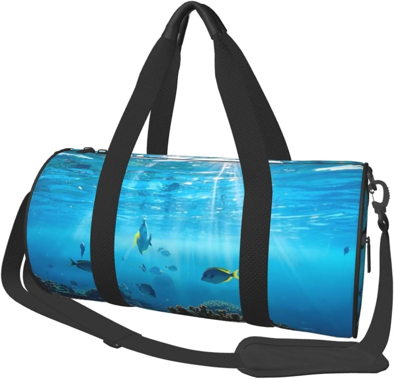 Underwater Ocean View Print Round Large Capacity Travel Luggage Bags,Men's and Women's Hand-Held Travel Clothing Bags
