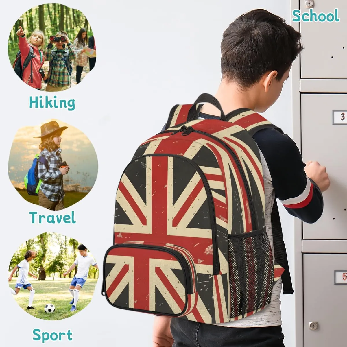 Union Jack Laptop Backpack for Women Men, 18.3 Inch Travel Work Backpacks, Retro United Kingdom Flag Waterproof Computer Casual Daypack Nurse Teacher Bags