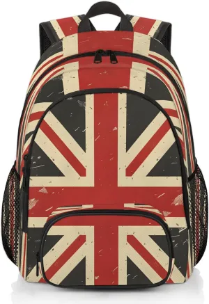 Union Jack Laptop Backpack for Women Men, 18.3 Inch Travel Work Backpacks, Retro United Kingdom Flag Waterproof Computer Casual Daypack Nurse Teacher Bags