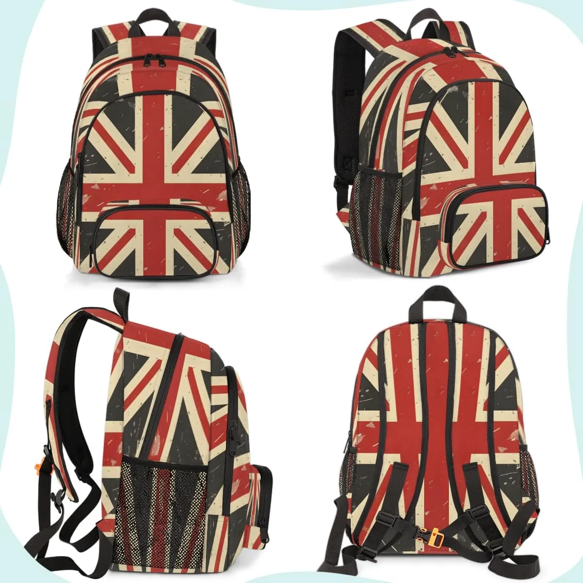 Union Jack Laptop Backpack for Women Men, 18.3 Inch Travel Work Backpacks, Retro United Kingdom Flag Waterproof Computer Casual Daypack Nurse Teacher Bags