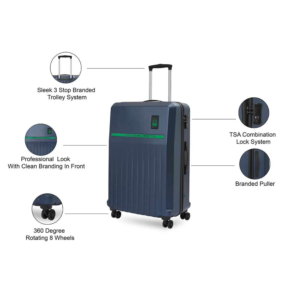 United Colors of Benetton Cobalt Hard Luggage