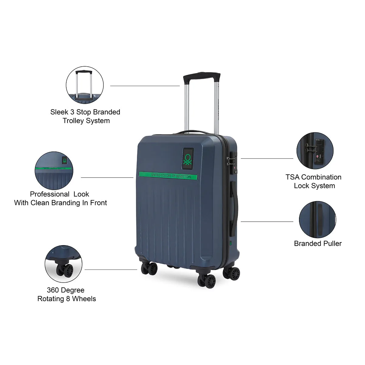 United Colors of Benetton Cobalt Hard Luggage