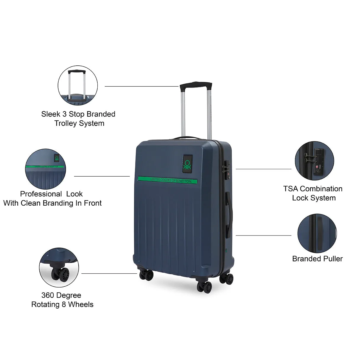 United Colors of Benetton Cobalt Hard Luggage