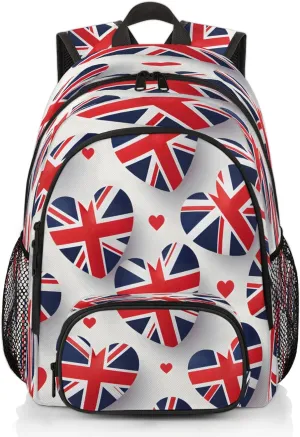 United Kingdom Flag Laptop Backpack for Women Men, 18.3 Inch Travel Work Backpacks, Union Jack Waterproof Computer Casual Daypack Nurse Teacher Bags