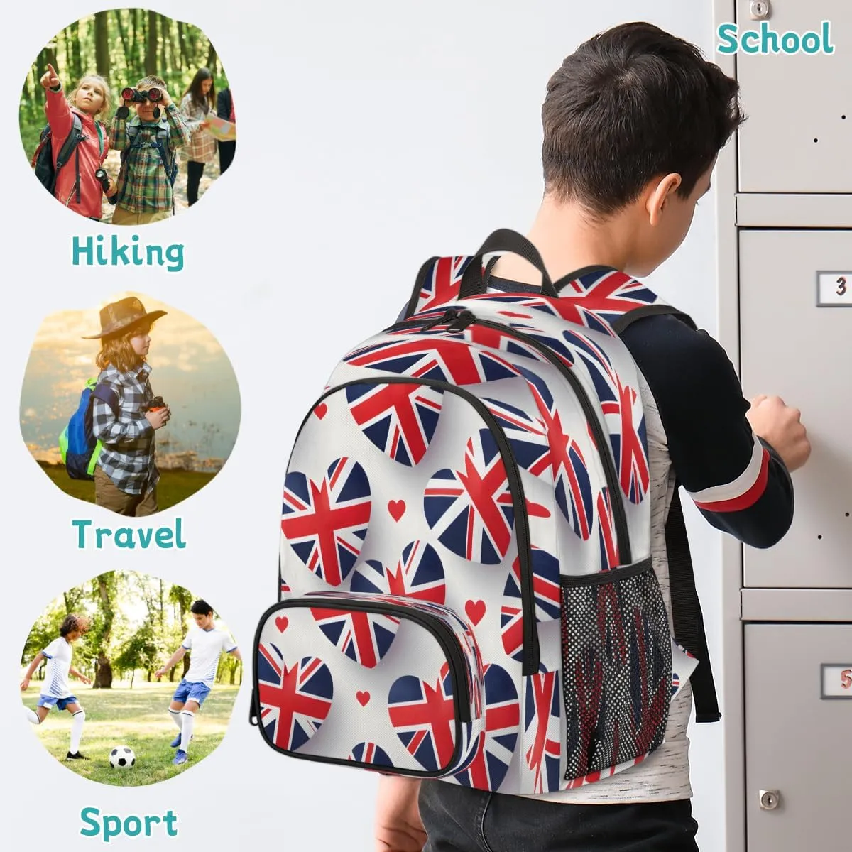 United Kingdom Flag Laptop Backpack for Women Men, 18.3 Inch Travel Work Backpacks, Union Jack Waterproof Computer Casual Daypack Nurse Teacher Bags