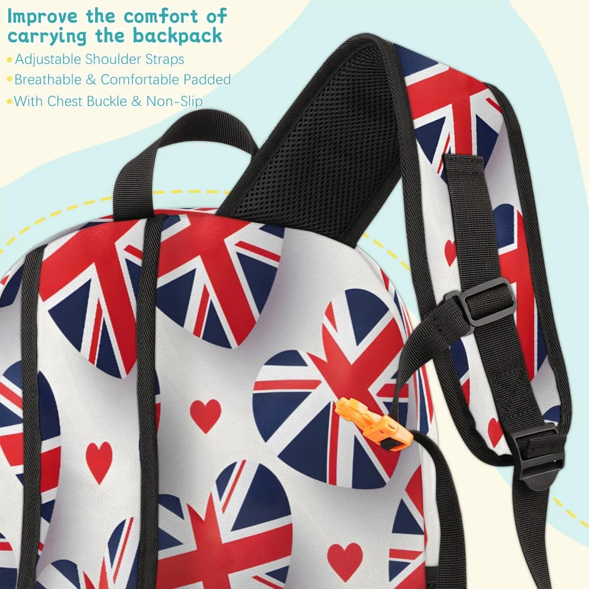 United Kingdom Flag Laptop Backpack for Women Men, 18.3 Inch Travel Work Backpacks, Union Jack Waterproof Computer Casual Daypack Nurse Teacher Bags