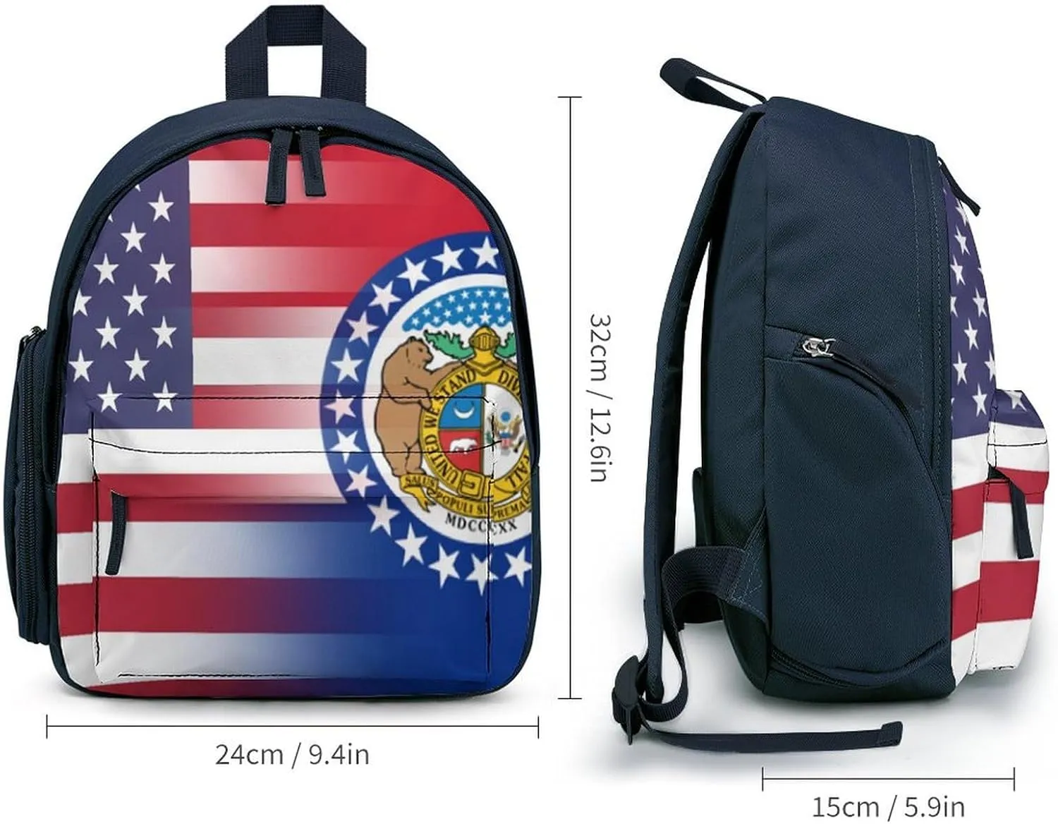 U.S.A Missouri State Flag Simple Backpack Lightweight Cute Printing Shoulder Bag Family Travel Blue-style