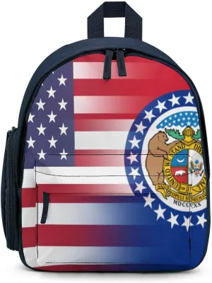 U.S.A Missouri State Flag Simple Backpack Lightweight Cute Printing Shoulder Bag Family Travel Blue-style