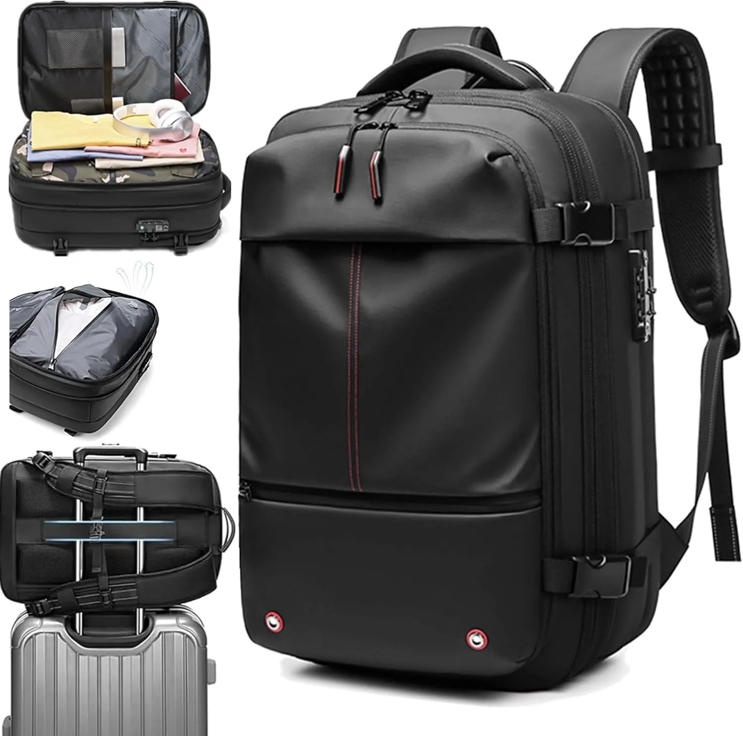 Vacpack Backpack,Vacuum Backpack,60l Expandable Vac pack Travel Backpack,Water Resistant,Anti Theft Vacpack Travel Vacuum Backpack (Green Manual Vacuum)