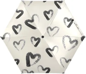 Valentine's Day Hearts Umbrellas for Rain Concise Travel Umbrella Windproof Small Folding Compact Mini Umbrella for Purse Lightweight Portable Pocket for Women