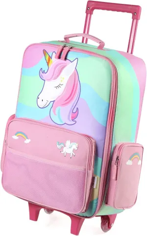 VASCHY Kids Luggage for Girls, Cute Rolling Travel Carry on Suitcase for Toddlers/Children with Wheels 18inch Unicorn