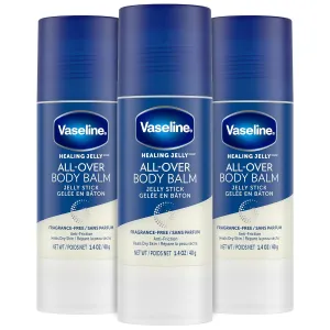 Vaseline All-Over Body Balm Stick 3-Pack – Non-Greasy Fragrance-Free Moisturizer, Travel-Size Lotion, 1.4 Oz Ea