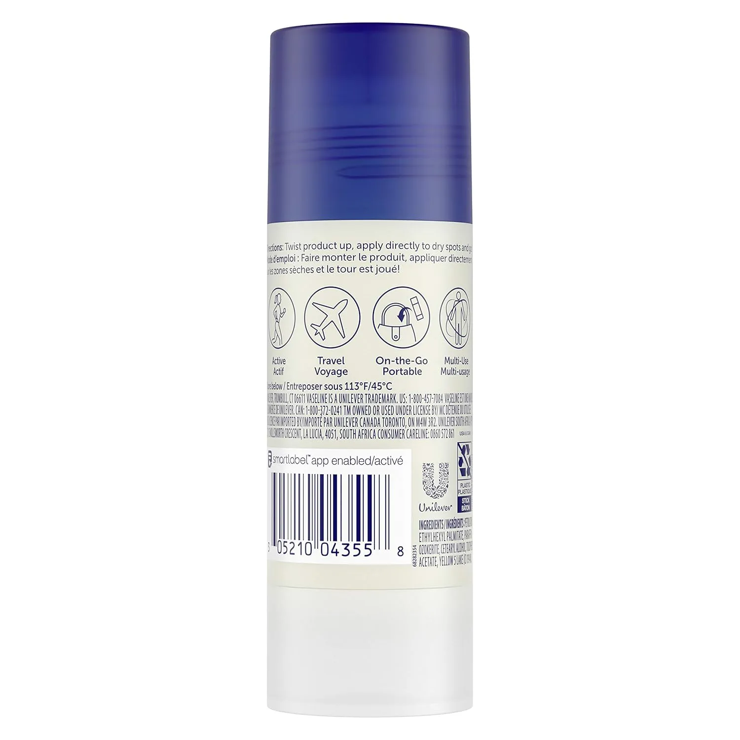 Vaseline All-Over Body Balm Stick 3-Pack – Non-Greasy Fragrance-Free Moisturizer, Travel-Size Lotion, 1.4 Oz Ea
