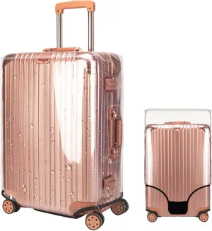 Veki Clear Suitcase Cover PVC Protector with Zip, Waterproof Transparent Luggage Cover Protective Bag, for Plastic Trolley Case Cover Protect Suitcases from Scratch for Travel Accessories