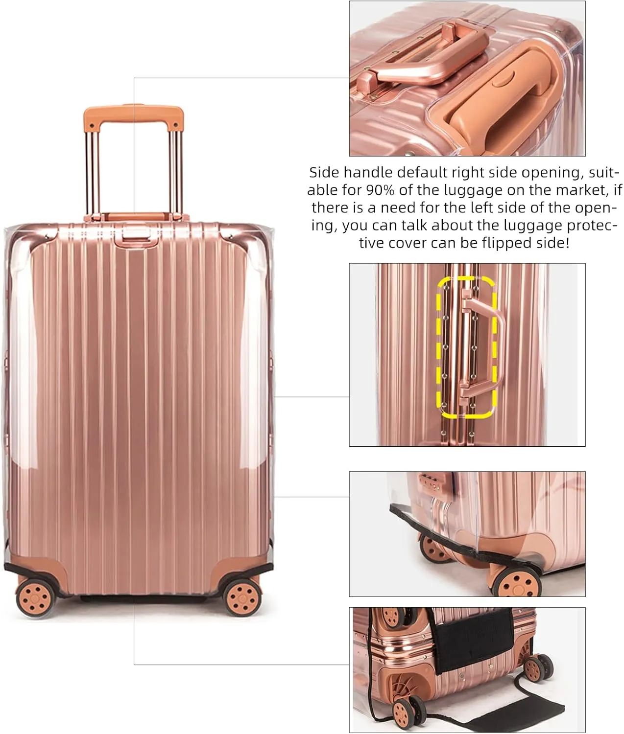 Veki Clear Suitcase Cover PVC Protector with Zip, Waterproof Transparent Luggage Cover Protective Bag, for Plastic Trolley Case Cover Protect Suitcases from Scratch for Travel Accessories