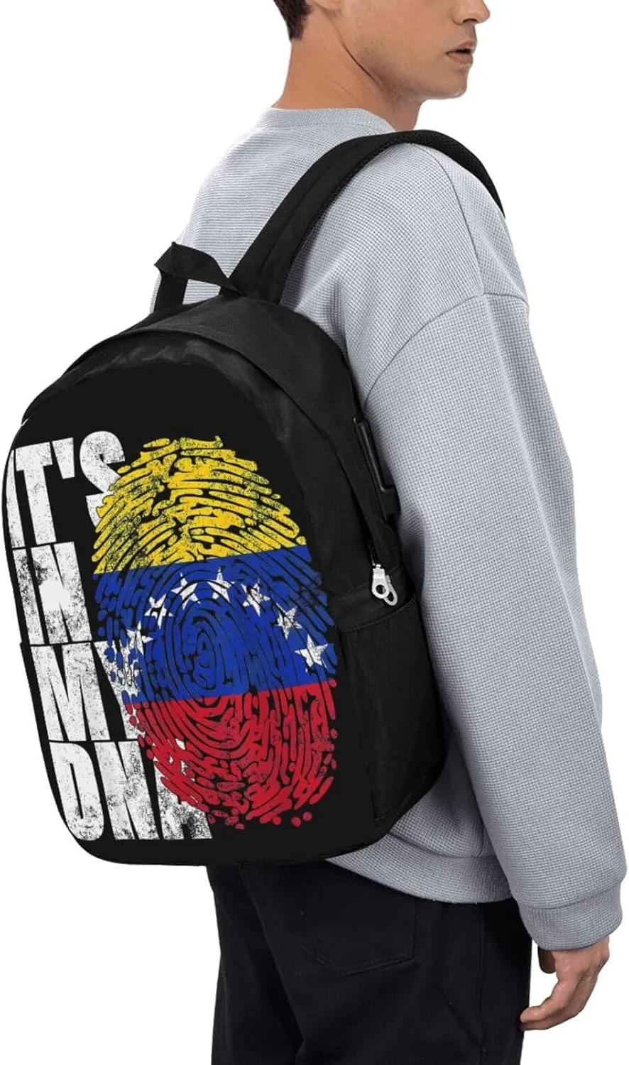 Venezuelan Venezuela Flag It's In My Laptop Backpacks Travel Backpack Casual Business Daypack Sport Rucksack Computer Bag Fits up to 17 Inch Notebook with USB Port