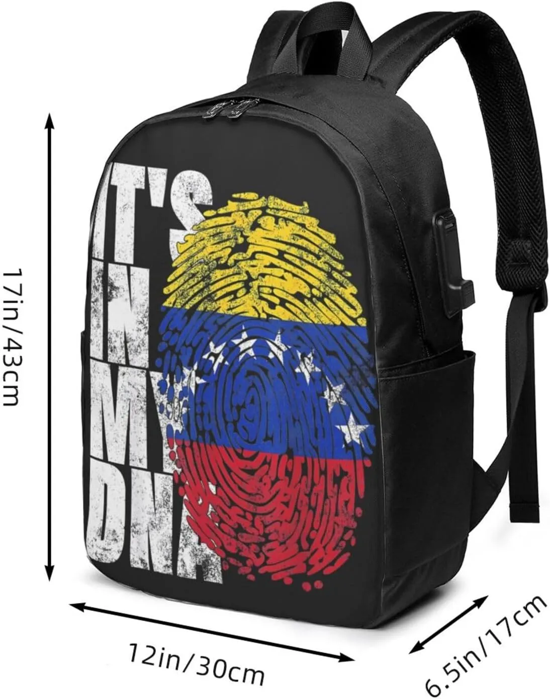 Venezuelan Venezuela Flag It's In My Laptop Backpacks Travel Backpack Casual Business Daypack Sport Rucksack Computer Bag Fits up to 17 Inch Notebook with USB Port