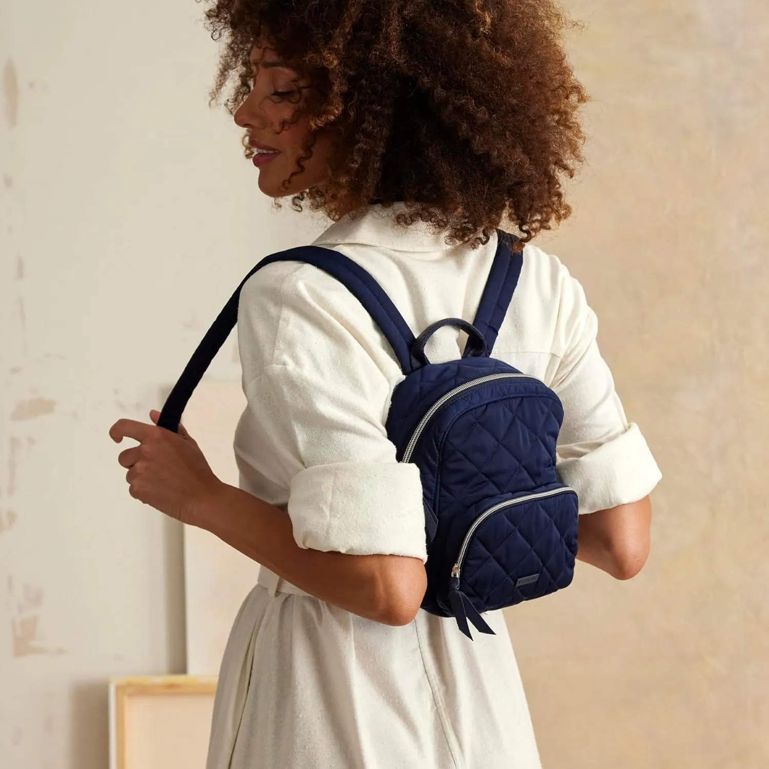 Vera Bradley Performance Twill Mini Backpack, Classic Navy