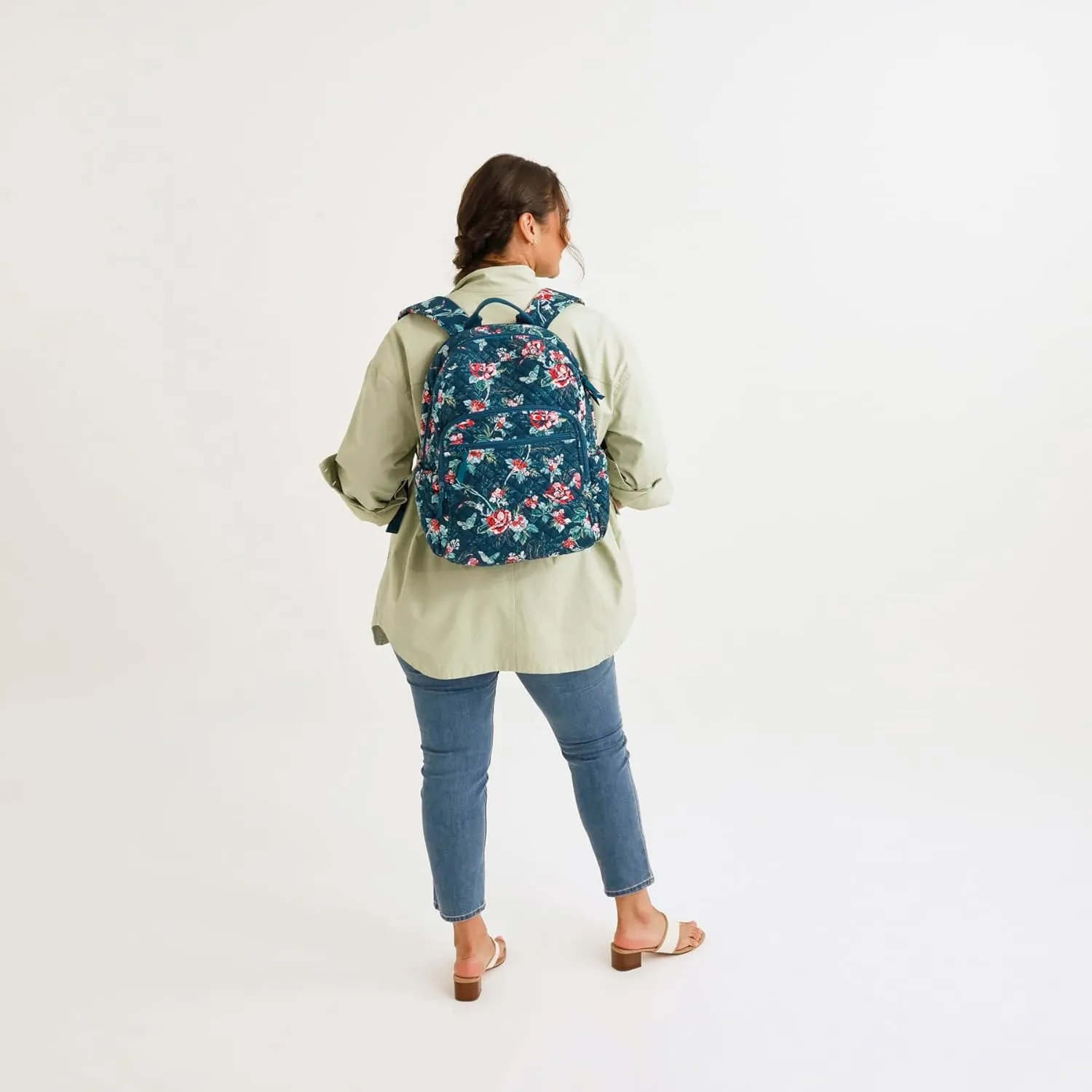 Vera Bradley Women's Cotton Campus Backpack, Terra Cotta Rose - Recycled Cotton, One Size