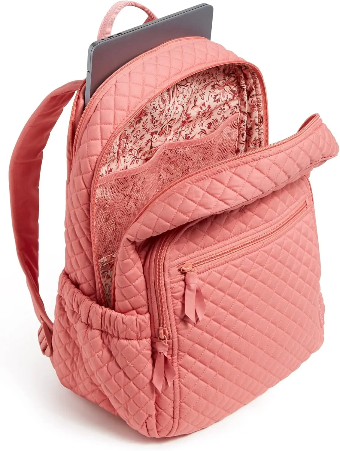 Vera Bradley Women's Cotton Campus Backpack, Terra Cotta Rose - Recycled Cotton, One Size