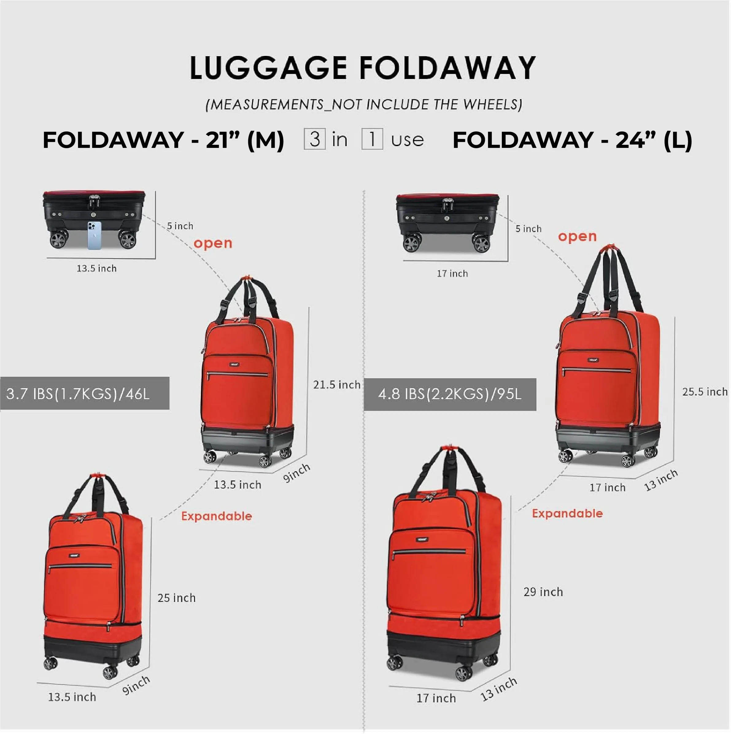 VERAGE Luxe Foldable Suitcase - Large