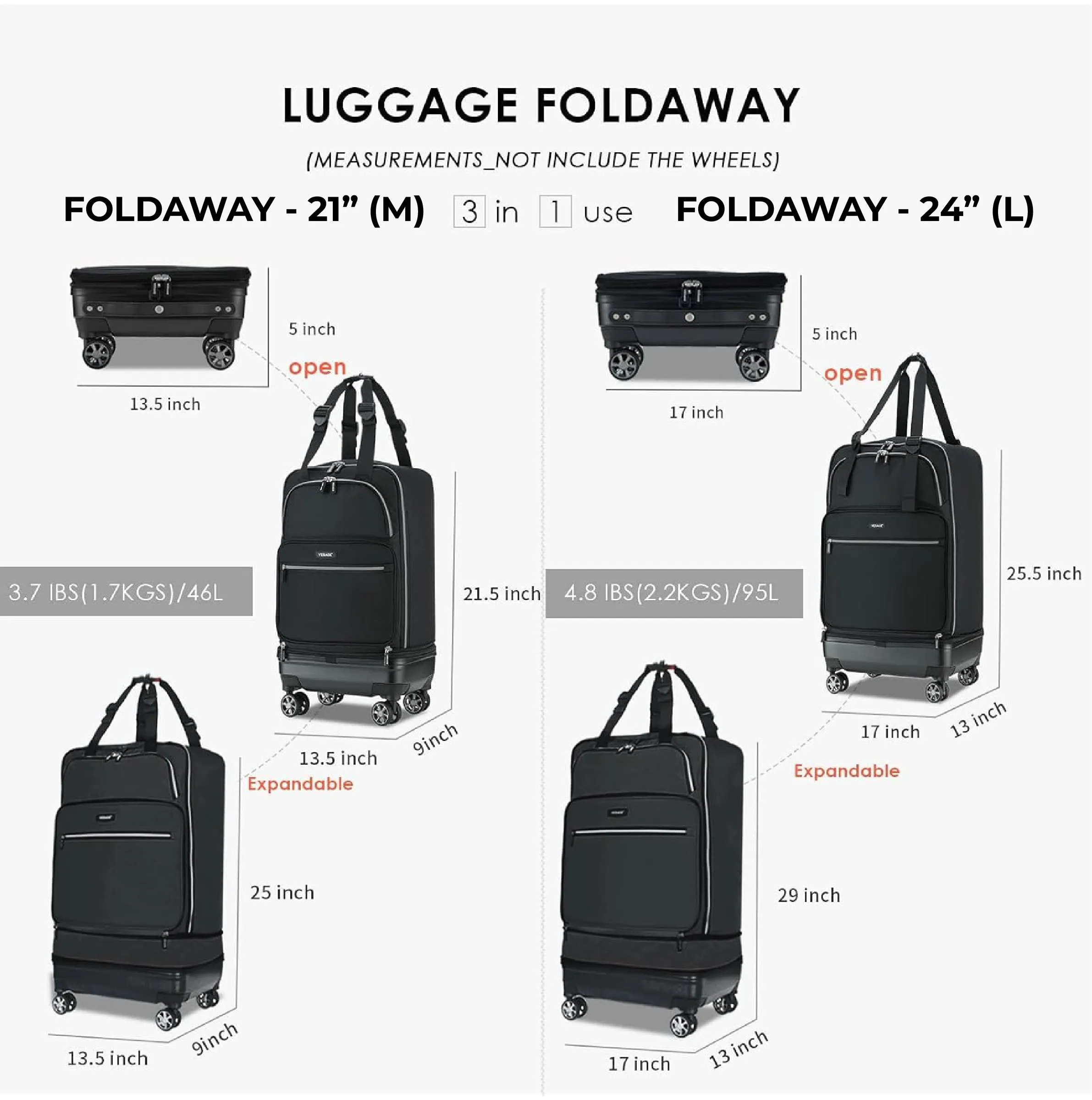 VERAGE Luxe Foldable Suitcase - Large