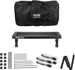 VEVOR Guitar Pedal Board, 19.9''x12.4''x4.5'' Foldable Aluminum Alloy Effect Pedalboards with Carry Bag, Fixed and Shoulder Straps, Fits 10-12 Pedals