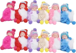 VGEBY Sleeping Baby Doll Keychain 12pcs Sleeping Baby Doll Keychain Fur Key Chains for Keyring Handbag