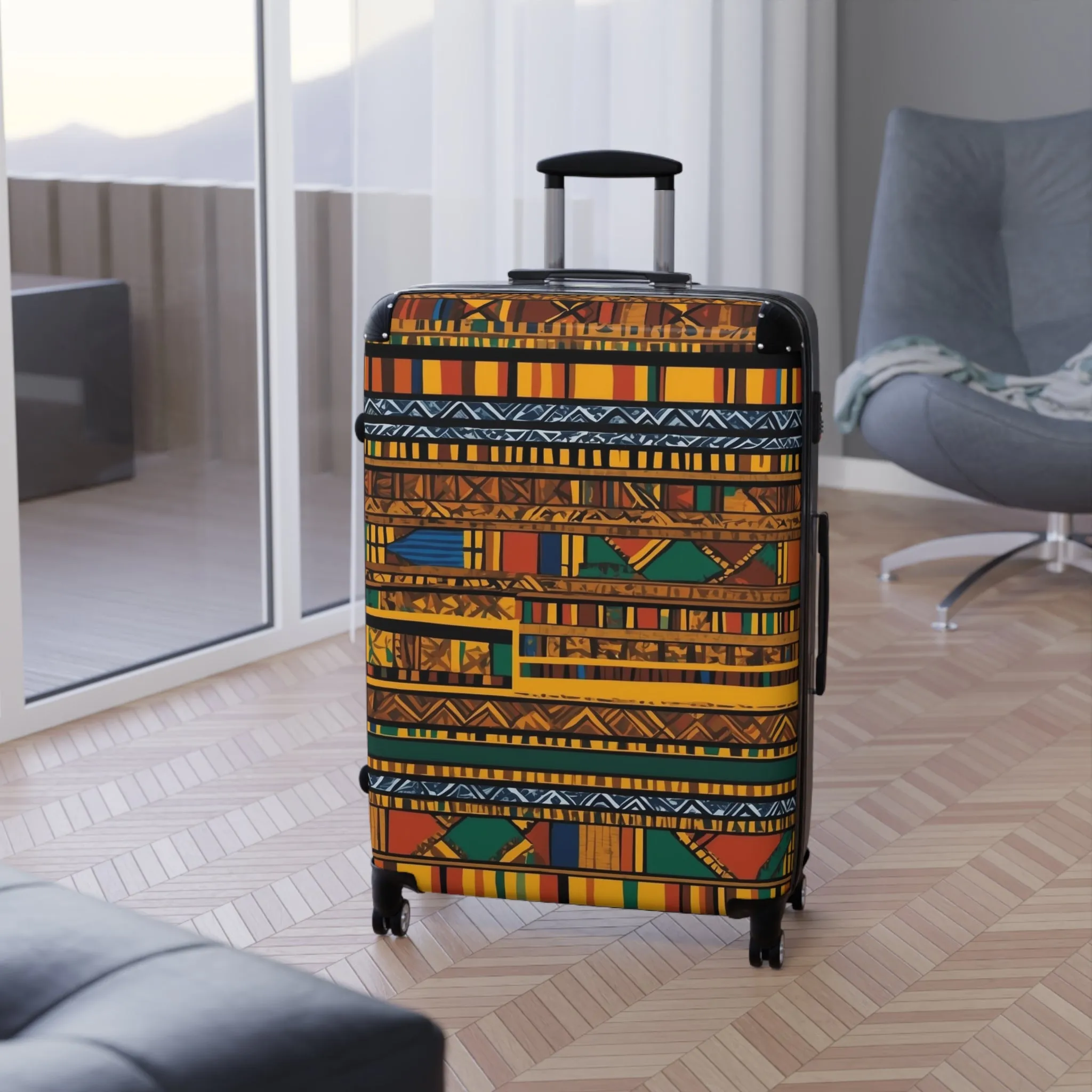 Vibrant African Inspired Pattern Suitcase – Stylish Travel Luggage for Adventurers