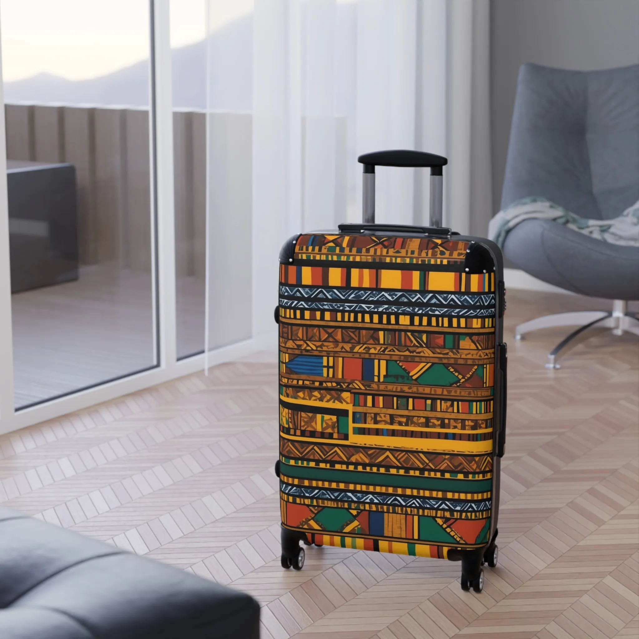 Vibrant African Inspired Pattern Suitcase – Stylish Travel Luggage for Adventurers